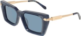 Ferragamo Blue Rectangular Ladies Sunglasses SF2089S 413 52