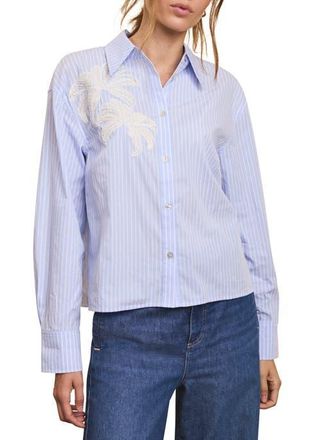Mint Velvet Stripe Embroidered Shirt in Blue at Nordstrom, Size X-Large