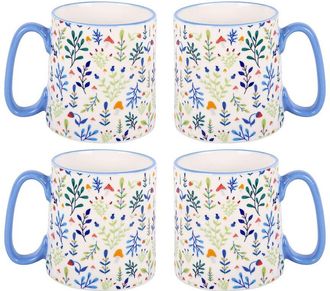 10 Strawberry Street Set Of 4 Bella Mushroom & Flowers Mugs