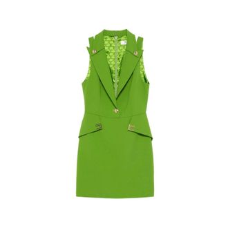 Elisabetta Franchi Short Dresses, female, Green, Size: S Mini Dress in Stretch Double Crepe