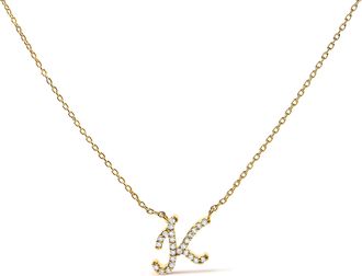 House of Brilliance 14K Yellow Gold Diamond Accent K Initial Script Style Pendant Necklace