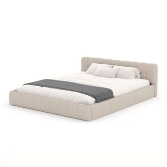 Concept Usine Cama estilo nube 160x200cm en terciopelo beige