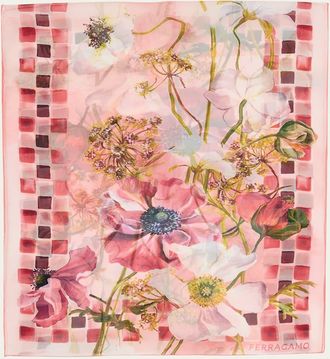 Ferragamo Floral-Print Silk Scarf