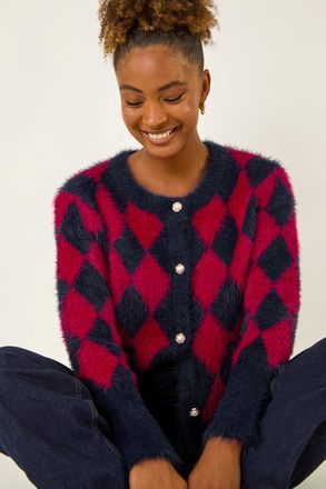 Roman Check Buttoned Cardigan