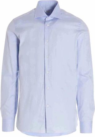 Borriello Marechiaro Katoenen Poplin Overhemd - Heren - Zakelijke Overhemden - Blauw - 4XL - Katoen - Overhemden