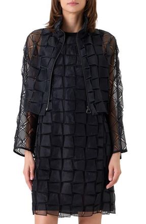 Akris Mimi Trapezoid Organza Jacket in Black at Nordstrom, Size 10