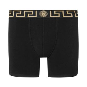 Versace Bottoms, male, Black, Size: M Cotton-jersey Long Trunks