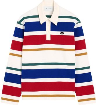 Ami Striped Cotton Polo With Ami Patch