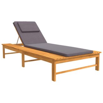 vidaXL Vidaxl - Tumbona Con Coj&iacute;n Gris Oscuro Y Almohada Madera Maciza Acacia