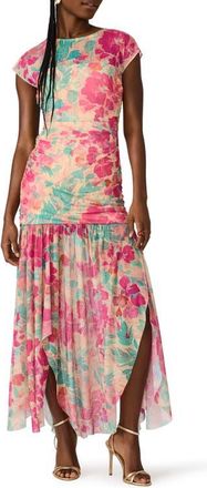 Steve Madden Agnes Floral Print Georgette Maxi Dress in Tropical Breeze at Nordstrom, Size Xx-Large