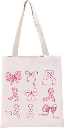 Generic G2TUP Breast Cancer Awareness Gift Pink Ribbon Coquette Tote Bag Cancer Fighter Pride Handbag Survivor Strength Gift, Pink Ribbon Coquette Tb