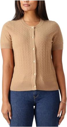 Tommy Hilfiger Truien & Vesten, Dames, Bruin, S, Mini Kabel Gebreid Vest Top