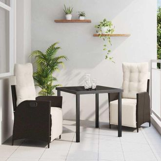 vidaXL Conjunto De Comedor De Jard&iacute;n 3 Pcs Marr&oacute;n Polirat&aacute;n Vidaxl