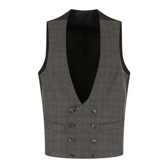 Corneliani Chaleco de lana bordada - Suits - Hombre - Gris - 2XL
