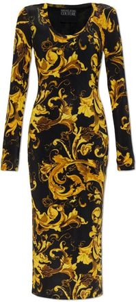 Versace Jeans Couture Jurk met Barocco-print - Dames - Casual kleedjes - Geel - XS - Kleedjes