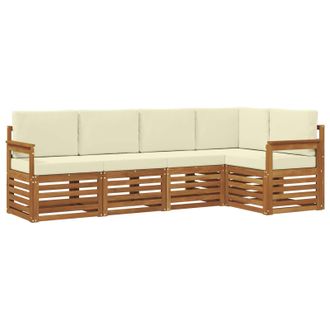 vidaXL Conjunto De Sof&aacute; Seccional Con Coj&iacute;n 5 Pcs Natural Y Crema Vidaxl