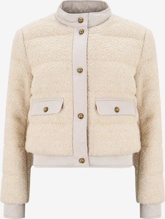 Moncler Kurze Tweed-Jacke mit Rundhalsausschnitt Blandy