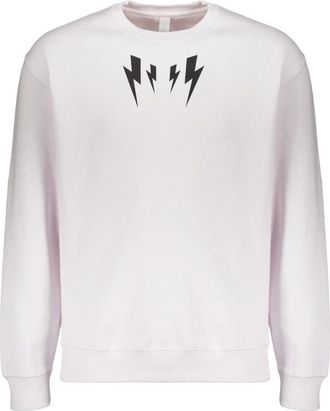 Neil Barrett Grafische sweater met lange mouwen - Heren - Sweatshirts & Hoodies - Wit - Maat: XL Katoen