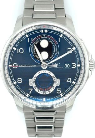 IWC Pre-owned IWC Portugieser Yacht Club Moon & Tide Black Dial Mens Watch IW344002