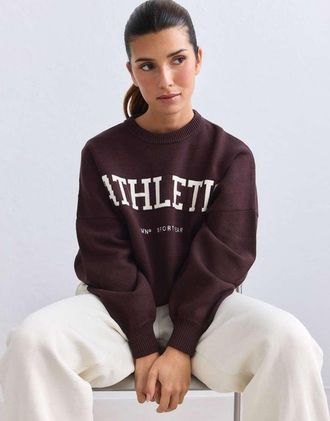 Aim'n felpa sportiva in maglia color cioccolato-Marrone