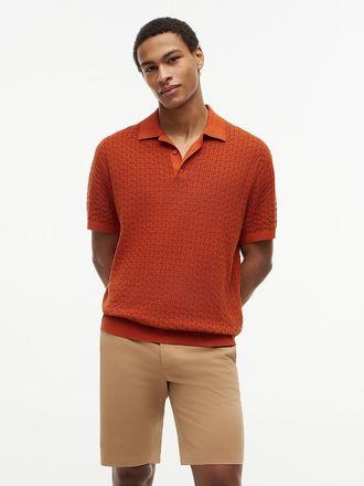 Tommy Hilfiger Mens Relaxed Fit Garment-Dyed Sweater Polo - Rusty Ochre - M