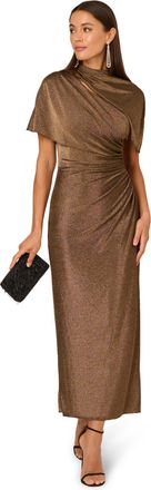 Adrianna Papell Womens Metallic Knit Long Dress - Gold - Size 14 UK