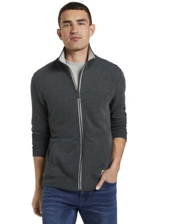 Tom Tailor Sweatjacke TOM TAILOR, Herren, Gr. XXL, grau (anthrazit meliert), Sweatware, Obermaterial: 65% Baumwolle, 35% Polyester, regular fit, Rippb&uuml;ndchen, Sw