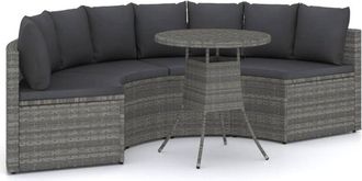 vidaXL Set De Sof&aacute;s De Jard&iacute;n 5 Piezas Y Cojines Rat&aacute;n Sint&eacute;tico Gris Vidaxl