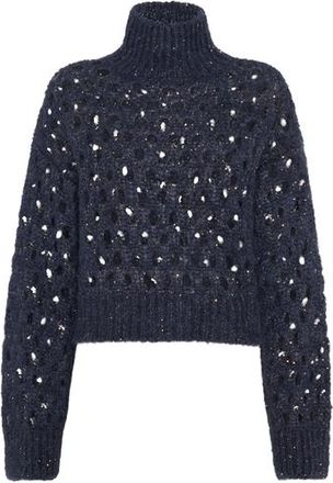 Brunello Cucinelli Dazzling Net sweater in Navy Blue at Nordstrom, Size Xx-Large Eu