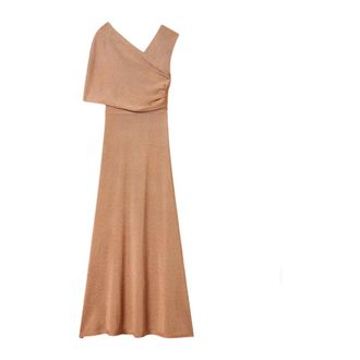 Twinset Lange Jurk met &Eacute;&eacute;n Schouder - Dames - Avondkleed - Roze - M - Leer - Kleedjes