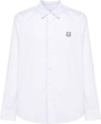 Maison Kitsun&eacute; Fox-patch cotton shirt - men - Cotton - L - White