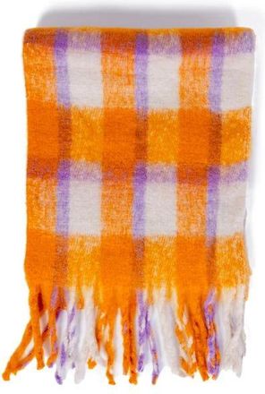 Only Onlmia Check Scarf - Dames - Wintersjaals - Oranje - ONE Size - Polyester - Accessoires
