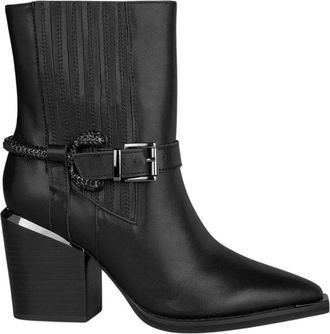 Alma En Pena Leren enkellaarsjes met gespversiering - Dames - Cowboylaarzen - Zwart - 37 EU - Leer - Schoenen