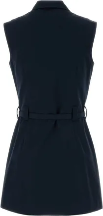 Miu Miu Womens Navy Blue Poplin Mini Dress Exterior: Cotton Abiti
