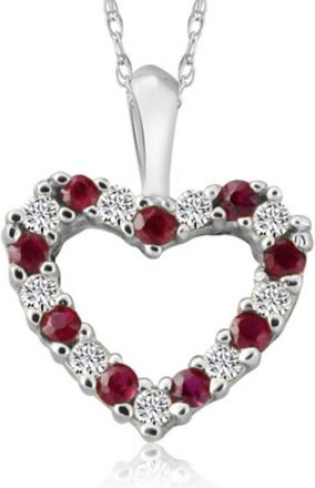 Pompeii3 1/2Ct Ruby & Diamond Heart Pendant in White, Yellow, or Rose Gold