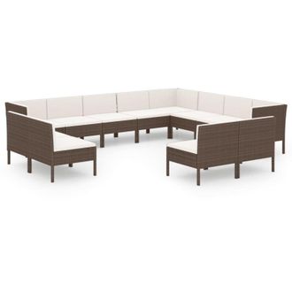 vidaXL 12 Pcs Set Lounge Garden Con Almohada