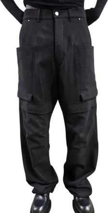 Rick Owens Stefan Cargo - Heren - Straight fit broeken - Zwart - W33 - Wol - Broeken