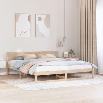 Berkfield Home Bed Frame Natural Solid Pine wood 200 x 200 cm in Beige