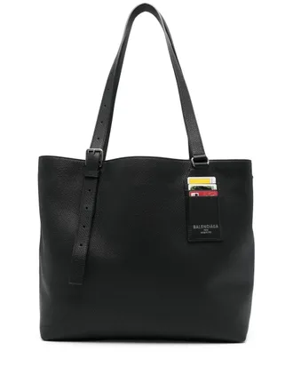 Balenciaga Borsa a spalla con dettaglio carta - Nero