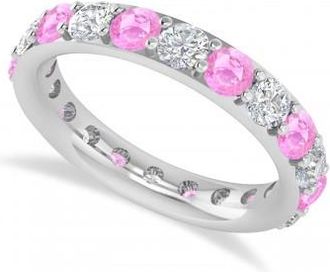 Allurez Diamond & Pink Sapphire Eternity Wedding Band 14k White Gold (2.50ct)