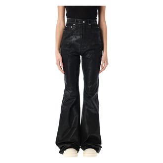 Rick Owens Jeans, Dames, Zwart, W25, Katoen, Zwarte Bootcut Jeans Verhoog Stijl