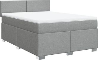 vidaXL Vidaxl - Cama Box Spring Con Colch&oacute;n Tela Gris Claro 160x200 Cm