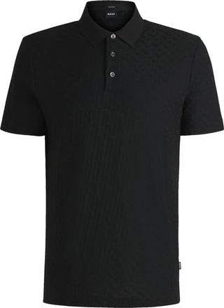 BOSS Polo in cotone con ricamo logo - Nero