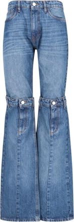 Coperni Open Knees Bootcut Jeans In Blue Denim