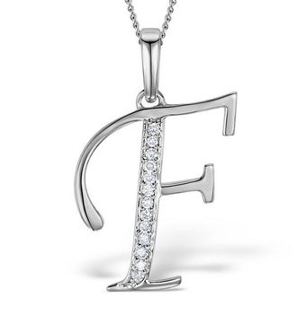 The Diamond Store 925 Silver Lab Diamond Initial F Necklace 0.05ct