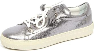 Tod's Sportieve platina schoenen met borduurwerk - Dames - Sneakers - Grijs - 38 1/2 EU - Leer - Schoenen