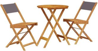 vidaXL 3 Piece Bistro Set Anthracite Fabric and Solid Wood Vidaxl