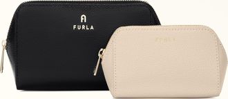 Furla Camelia Beauty Case Nero Nero Pelle Stampata Donna