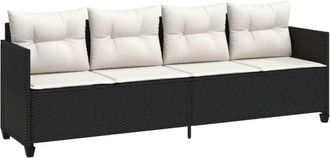 vidaXL Tumbona Con Cojines Rat&aacute;n Sint&eacute;tico Negro Vidaxl