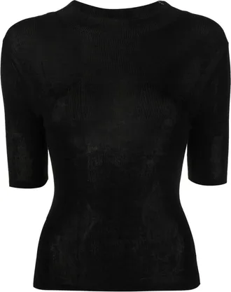 St.Agni short-sleeve knitted top - women - TENCEL Lyocell (LENZING) - L - Black